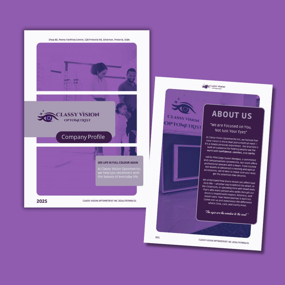 Company Profile Example for an Optometrist in SA